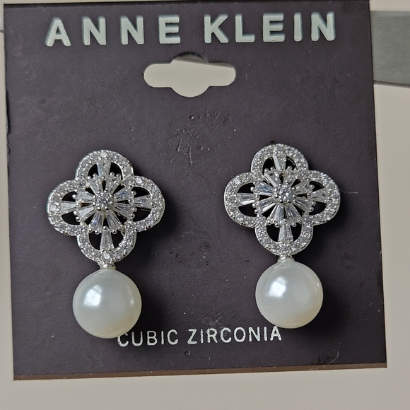 Anne KleinPearl Crystal Drop Earrings - Picture 5 of 10